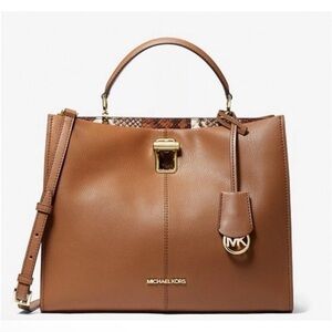 Michael Kors Penelope Large Leather Satchel Brown